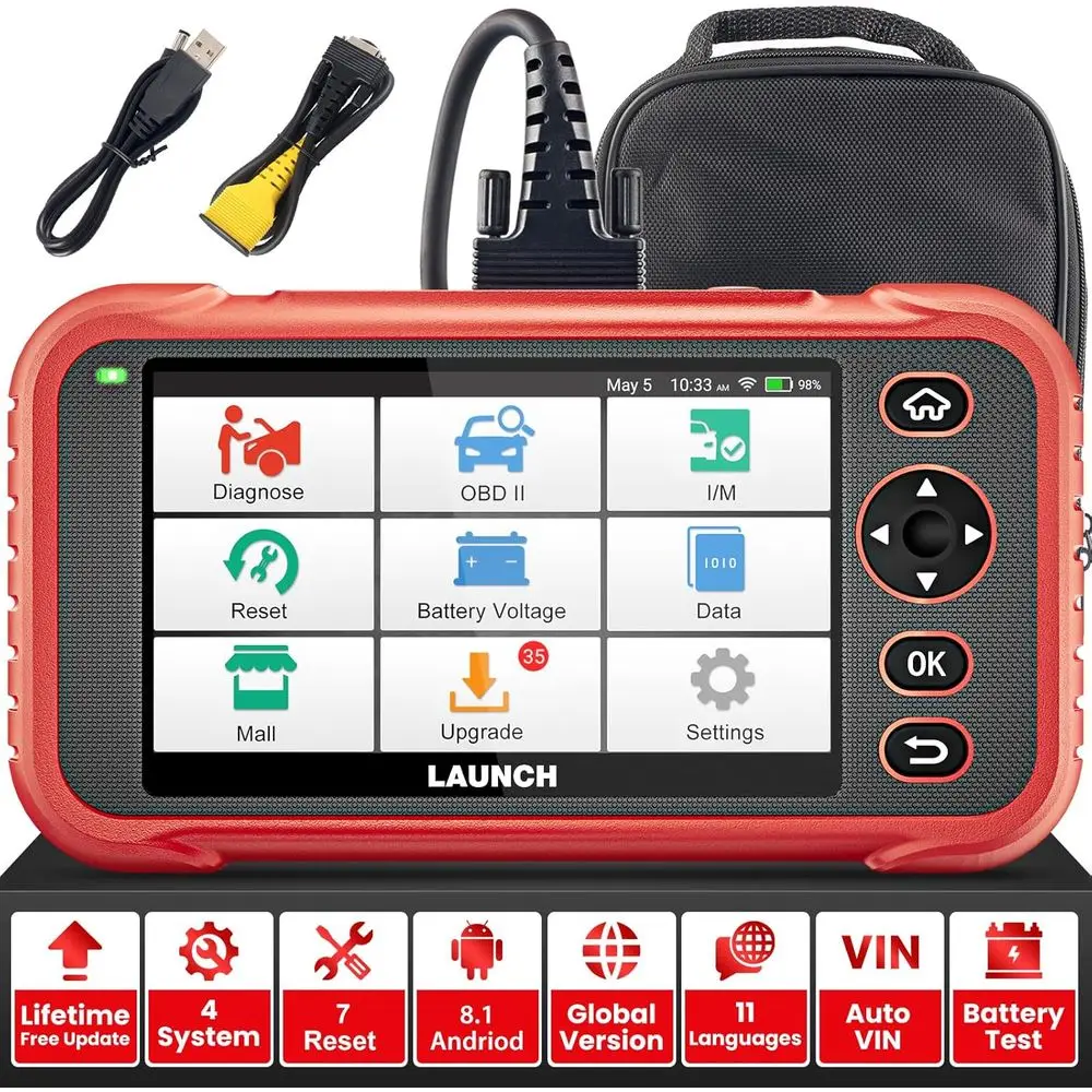 

2 сканера CRP123i V2.0, пожизненное обновление двигателя 2025 года ABS SRS TCM Инструмент сканирования с 7 сбросами масла/SAS/Brake/BMS/D.P.F/ABS Bleeding/Thr