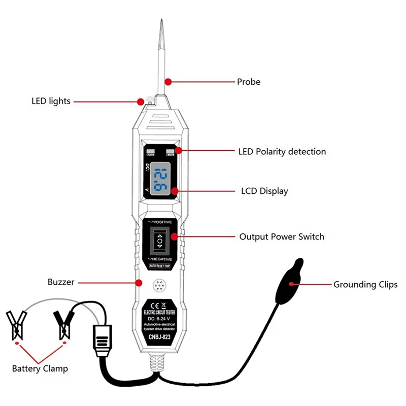 

Automotive Circuit Tester Digital Test Electric Voltage Power Test System Probe Car Voltage Tester Test Tool