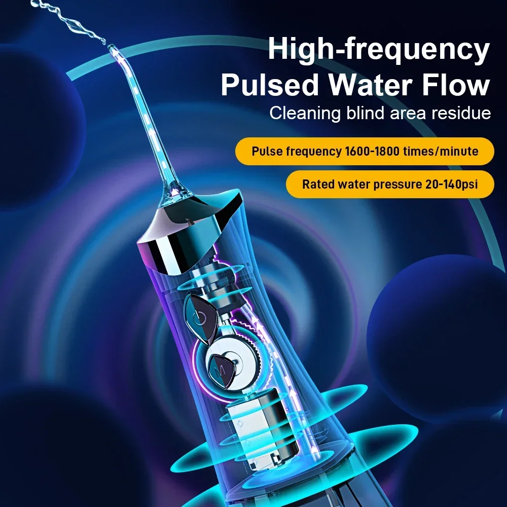 Portable Rechargeable Oral Irrigator 4 Cleaning Modes IP7 Waterproof 350ML Dental Water Flosser for Teeth Whitening Jet Floss view 3