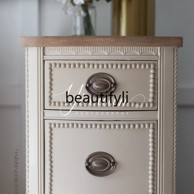 

53French simple solid wood bedside table Bedroom bedside storage cabinet American home