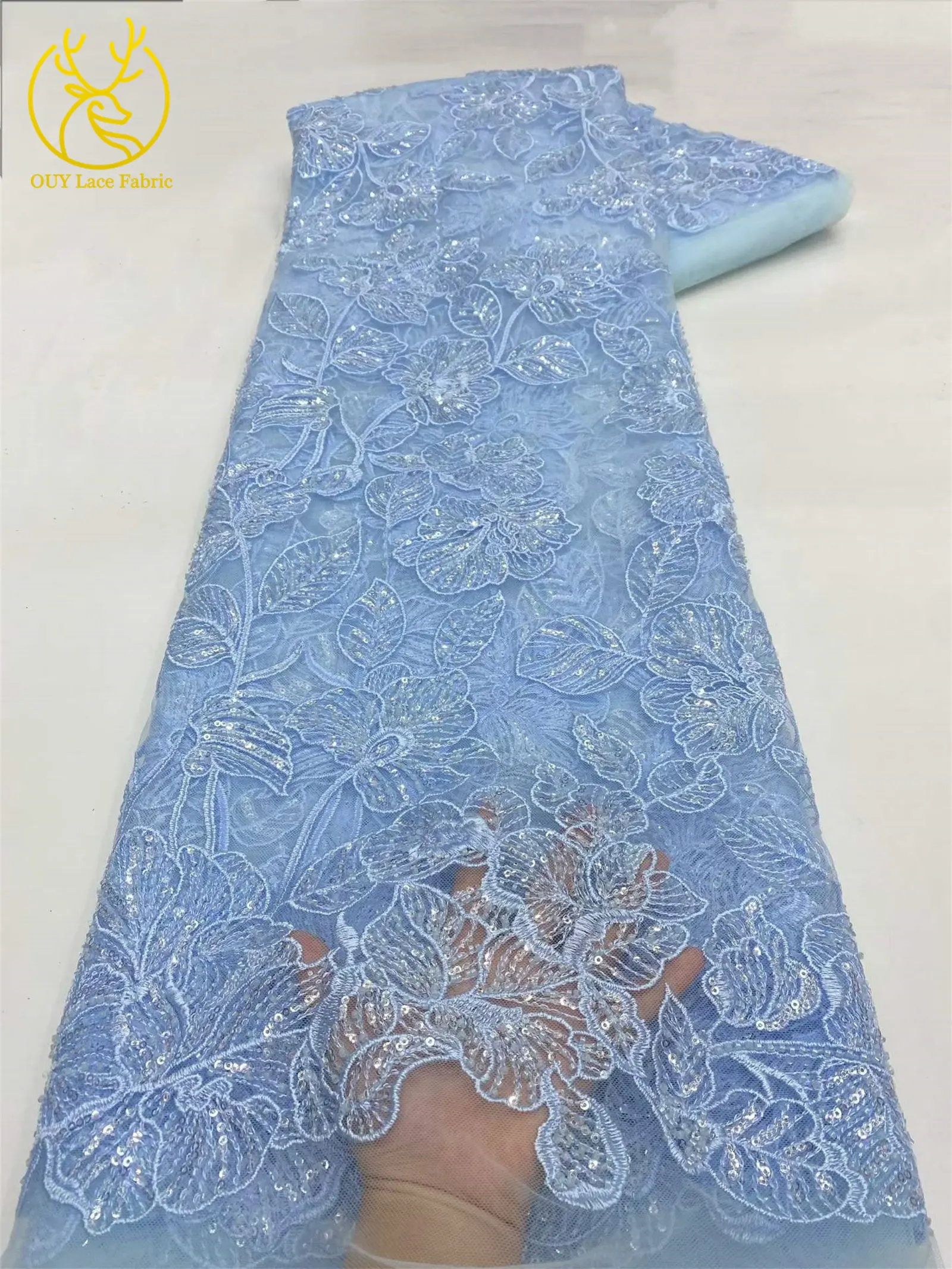 Modische französische Pailletten-Tüll-Stickerei-Spitze 2026 Lila Afrikanische Perlen-Spitze Nigerianische Braut-Hochzeits-Spitze – Detail 10
