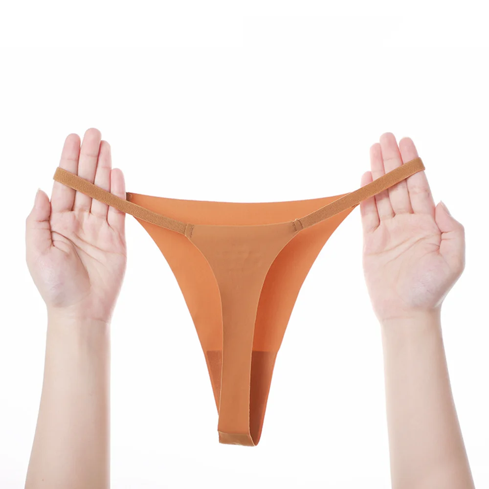 2pcs/Set Seamless Panties Ice Silk Seamless Panties For Women Soft Thin Thongs Woman Satin Underwear Female Bikini String Pantie