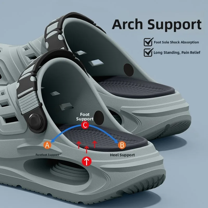 Men's Arch Support Special Clog Shoes Summer Outdoor Wear Long Standing Not Tired Foot Anti-slip Deodorant Slippers