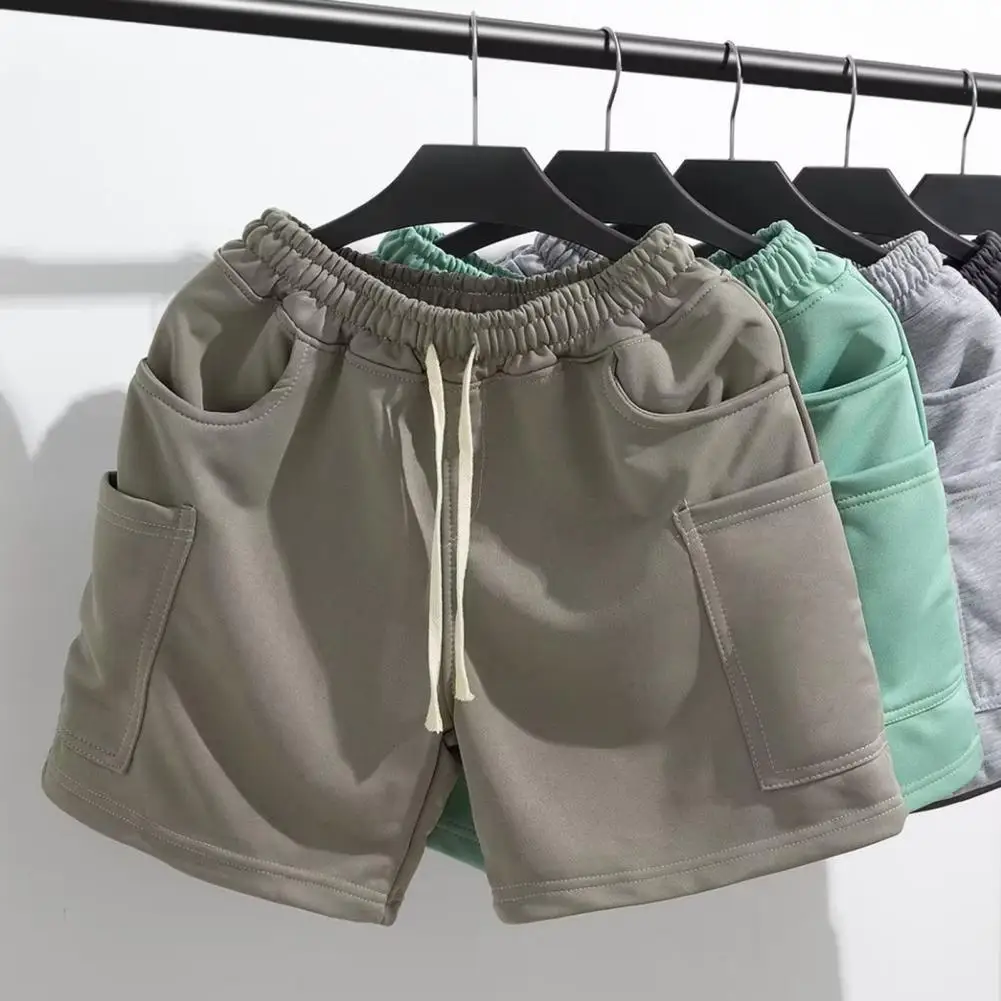 Men Drawstring Shorts Vintage Cargo Shorts Casual Loose-fit Men's Summer Pants with Multiple Pockets for Sport Jogging Everyday