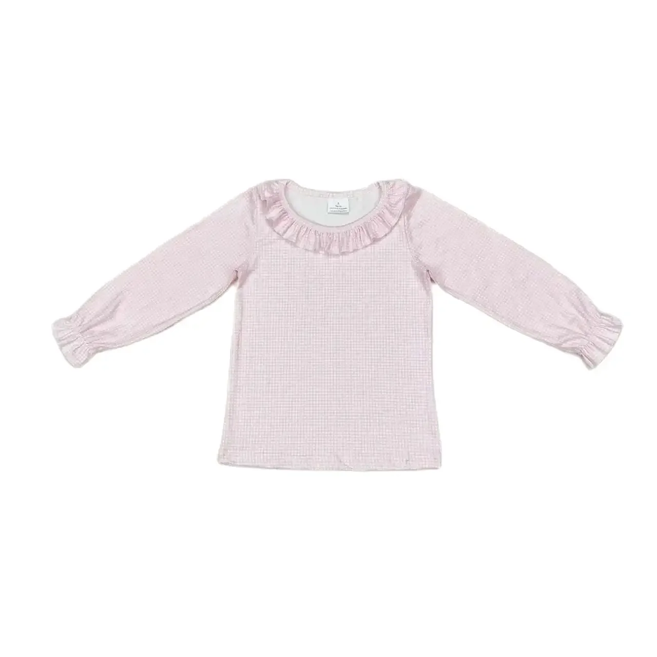 

GT0626 Fashionable And Good-Looking Girls Clothes Long Sleeve Top Pink Plaid Lace Print With Children Clothes Rts No Moq