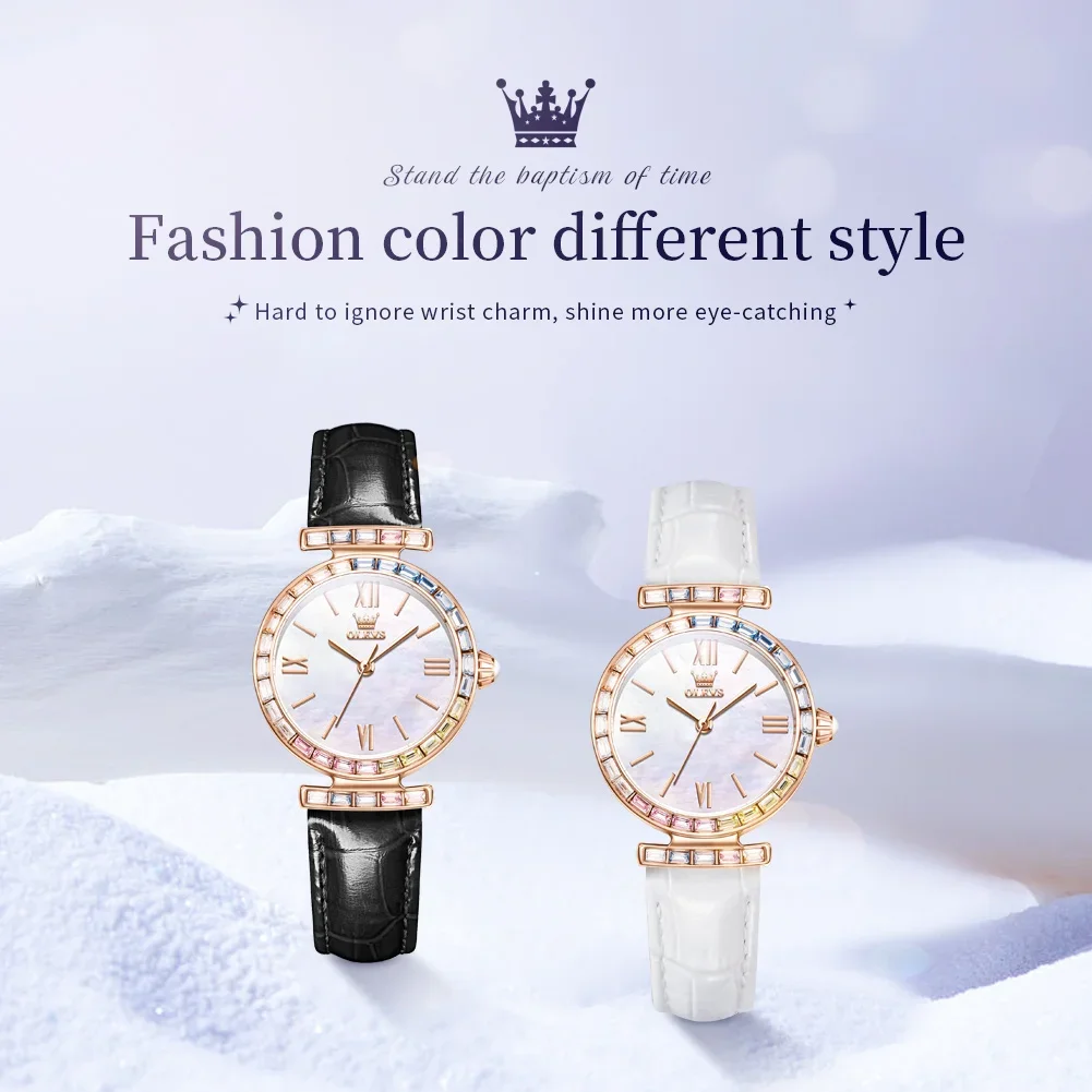 OLEVS-reloj de cuarzo elegante para mujer, accesorio de marca superior Original, resistente al agua, de negocios, 9007 diamantes, escala romana, 2024