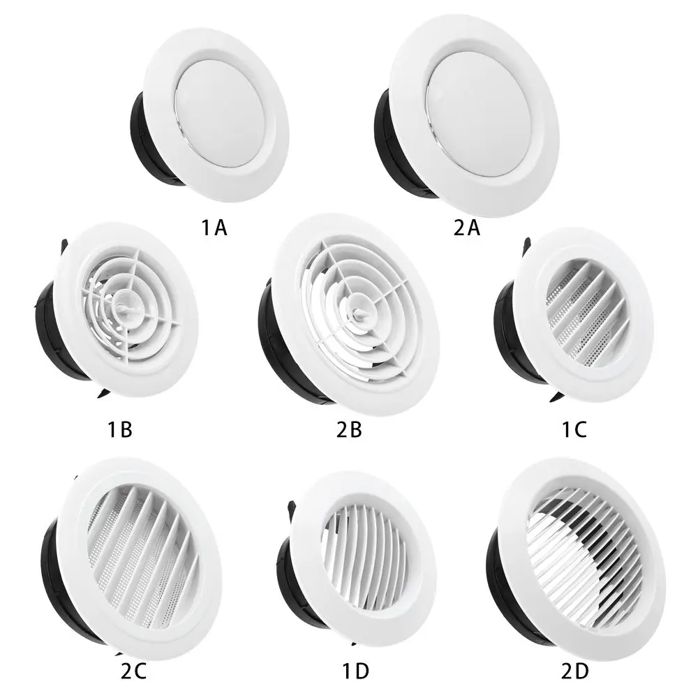 4 Types White Air Vent Extract Valve Grille Air Circulation Vents Cover 100/150mm Round Ducting Ventilation Cover Various Shapes