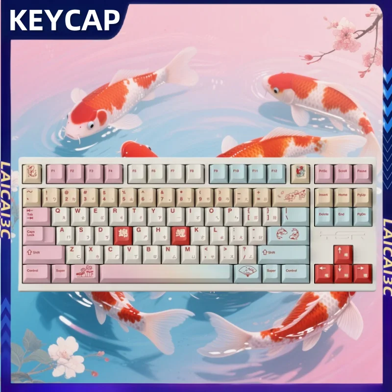 

Creative Koi Fish Theme Keycap Japanese Root Cherry Profile Cartoon Mechanical Keyboard Accessories Gift Collectibles Keycaps