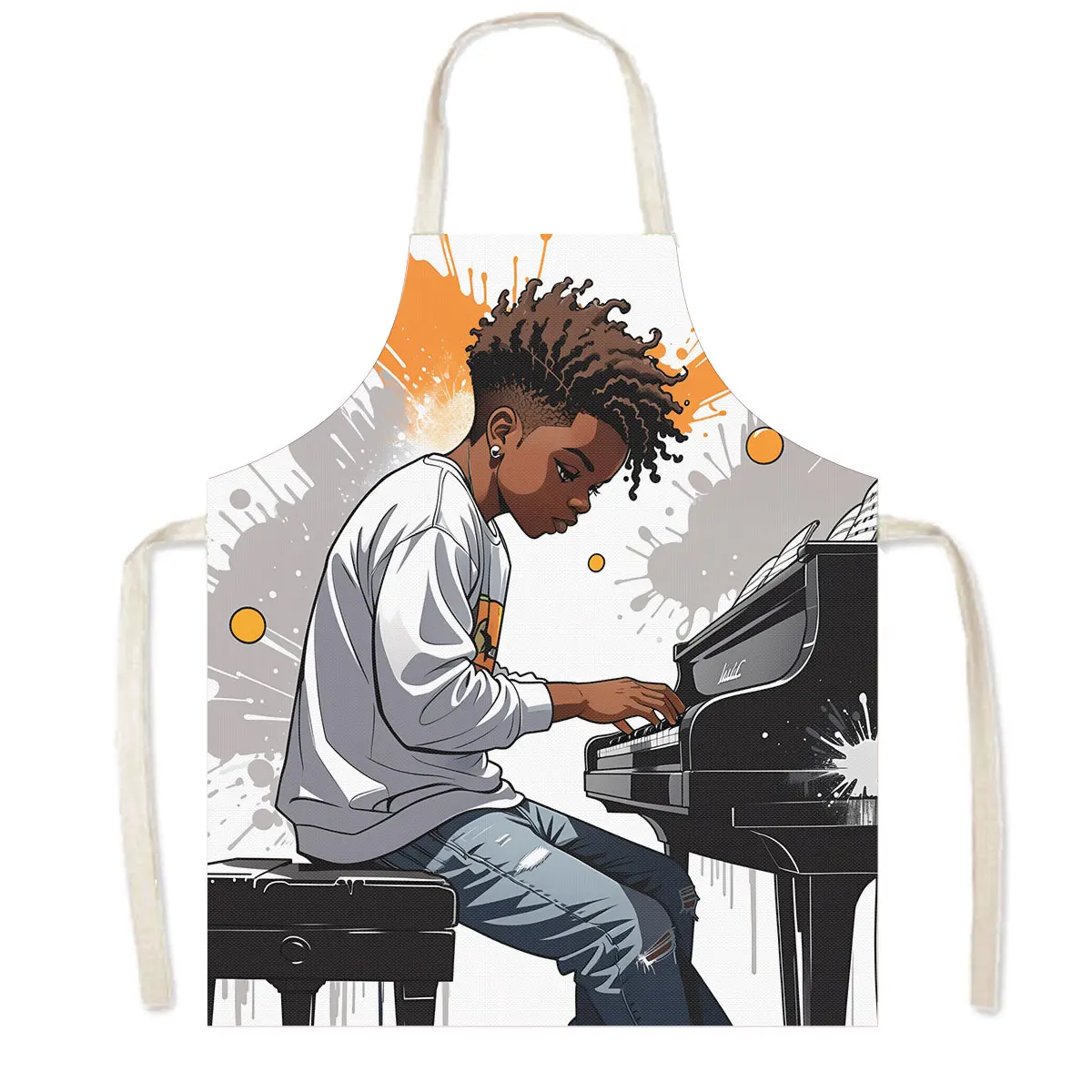 Cool Afro Boy Kitchen Apron Black King Astronaut Doctor Pilots Home Cleaning Clothes Pinafore Kids Class Art Painting Aprons