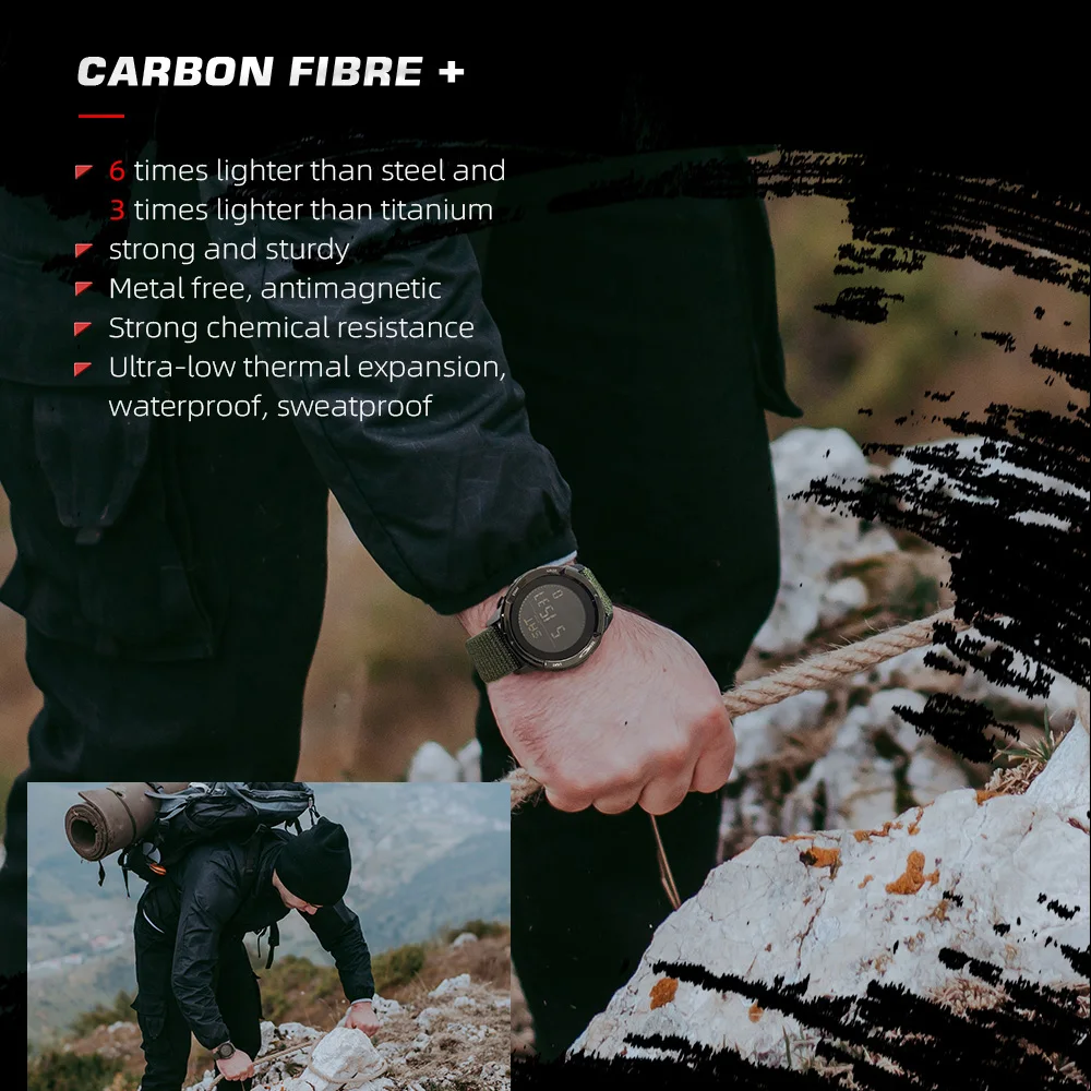 NORTH EDGE Men's Outdoor Sports Electronic Watch Waterproof Swimming Compass Pedometer Metronome Alarm Clock Calendar Stopwatch