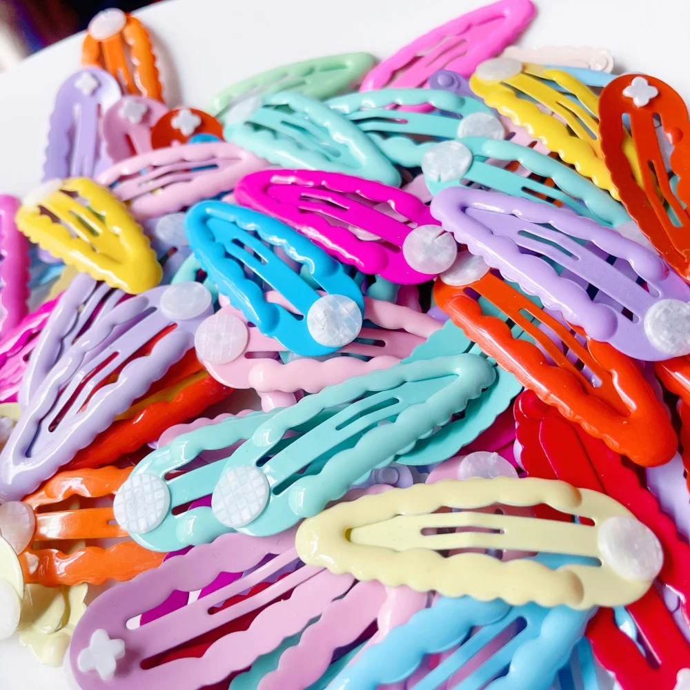 

30pcs 5cm Candy Color BB Clip Wave Hairpins With Base Hair Clip Diy Girls Hairclip Jewelry Making Hairclip Accessories