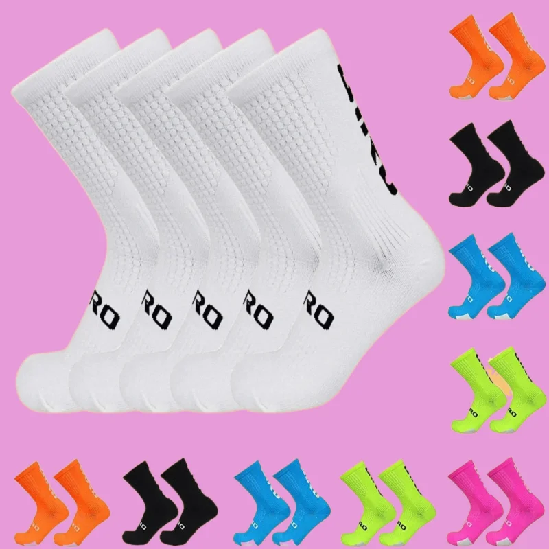 

5 Pairs New Fashion Men Biking Sock Cycling Socks Sports Sweat Absorbent Breathable Soccer Compression Football Bicycle Socks