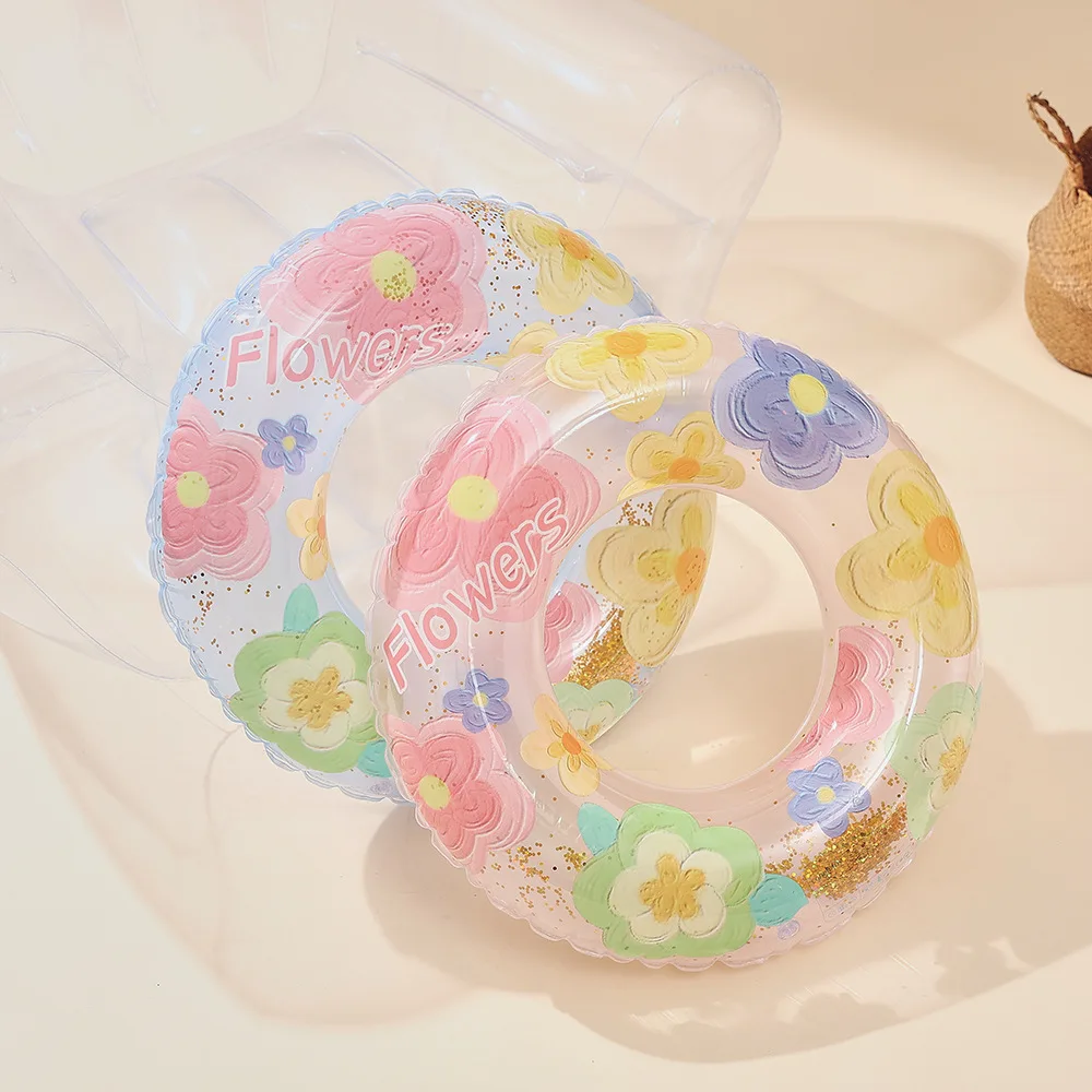 Vintage Oil Painting Flower Inflatable Swimming Ring Pool Float for Adult Kids Swim Circle Baby Swim Tube Water Play Pool Toy