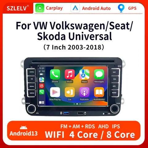 7 인치 안드로이드 13 자동 Carplay 라디오 GPS For VW Volkswagen VW Multivan Scirocco Transporter und MultivanT5 T6 WiFi 차량용 플레이어