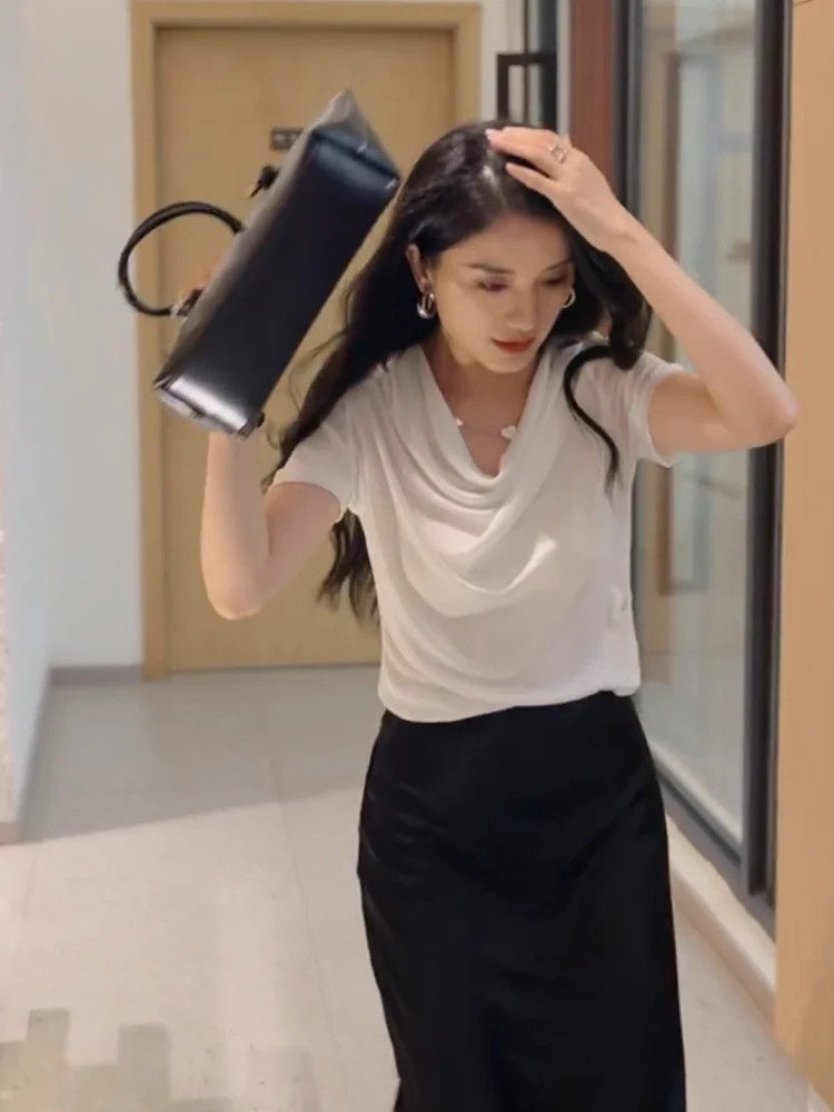 カジュアル 夏 半袖 Tシャツ レディース オーバーヘッドデザイン センセーション ファッショナブル 個性 ストレートカット 大きいサイズ インナーウェア