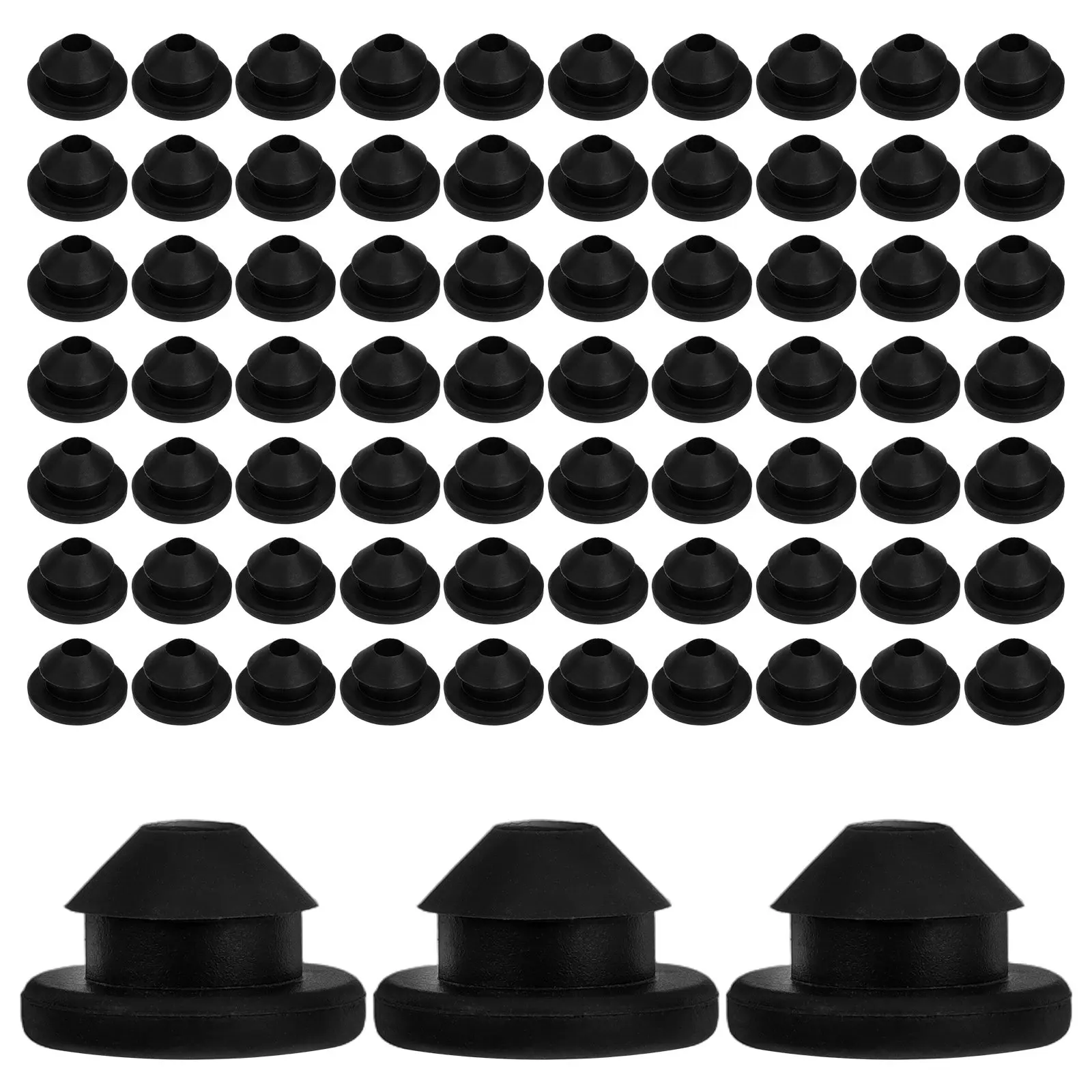 100Pcs Rubber Grommets for Cables 5.2mm Central Hole Cable Sleeve Black Uv Resistant Easy Install Cable Protector for Outdoor