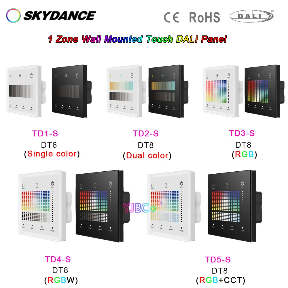 Двухцветная светодиодная лента Skydance DT6 DT8 с регулировкой яркости/RGB/RGBW/RGB + CCT, диммер, переключатель 1 зона 86, сенсорная панель 24 В постоянного тока, контроллер шины DALI