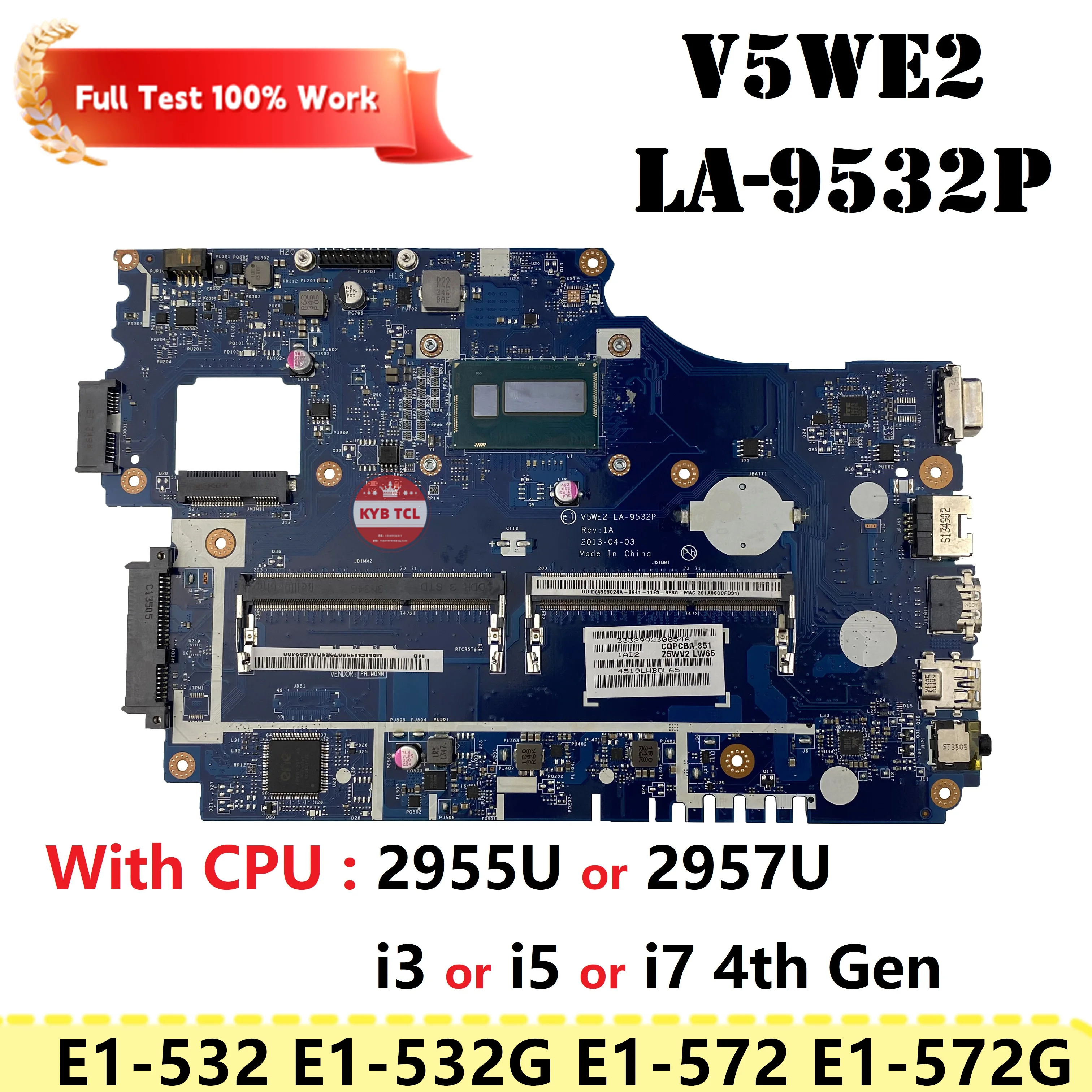 NBMFM11002 Notebook V5WE2 LA-9532P Mainboard For Acer Aspire E1-572 E1-572P E1-532 E1-532P E1-572G E1-532G Laptop Motherboard