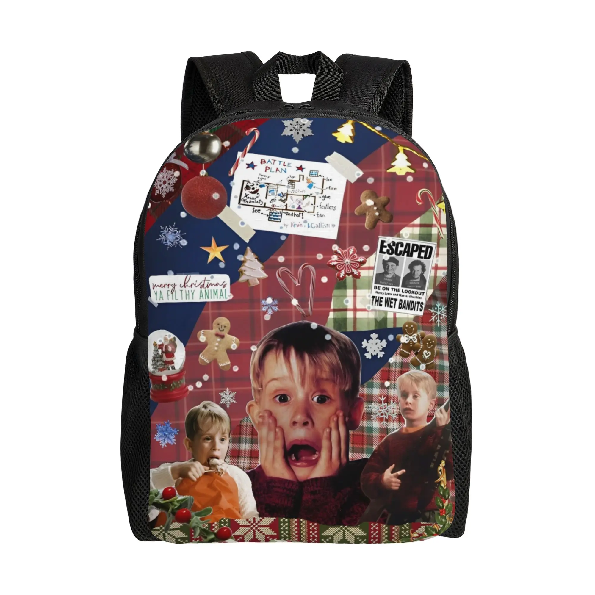 

Рюкзак-коллаж «Один дома» с МакКалой Кулкином, классический, подарочный, для студентов и бизнеса, комедийный, повседневный, для мужчин и женщин, студенческий, холщовый.