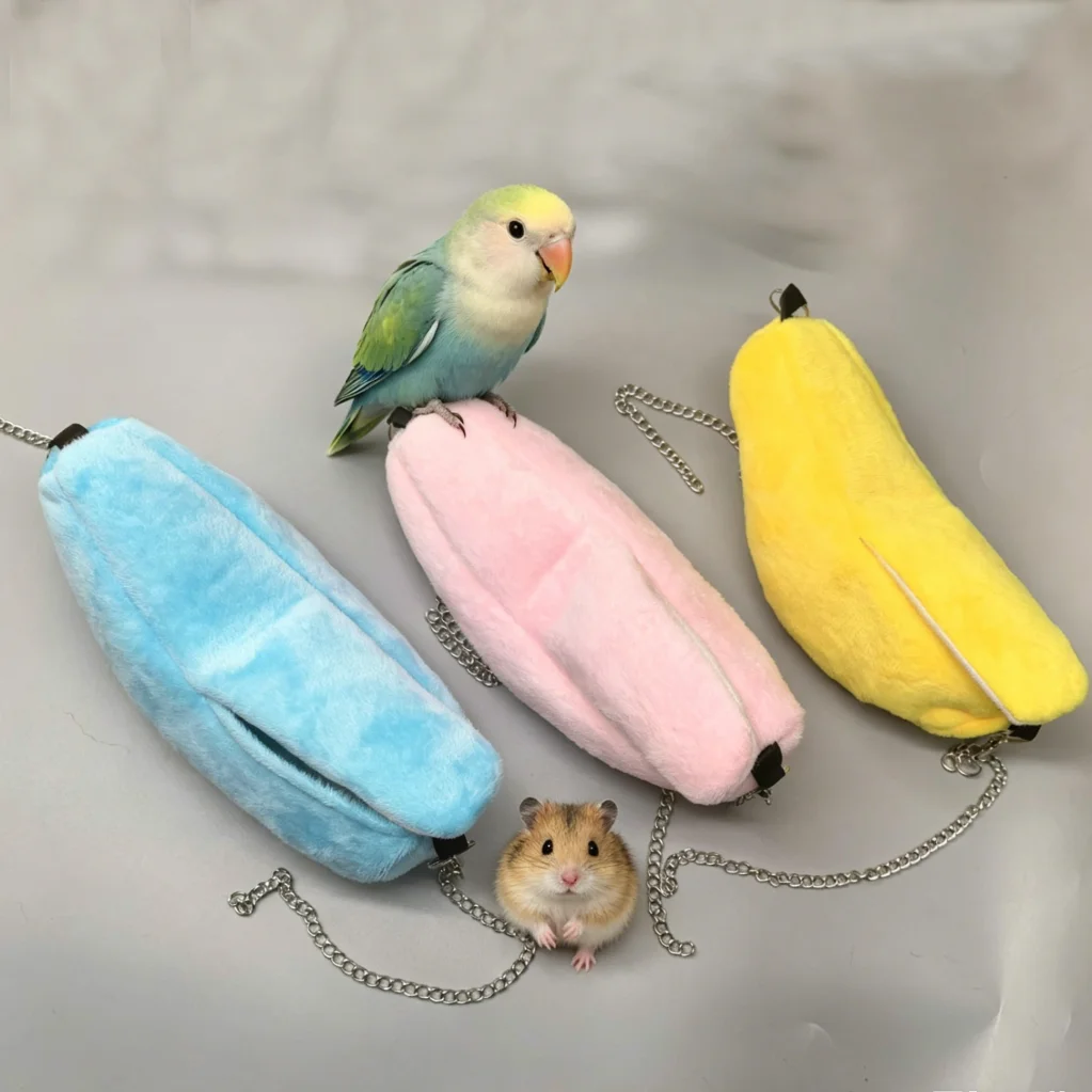 Ninho de algodão para hamster, casa em formato de banana, rede, beliche, brinquedos, gaiola para hamster, pequenos animais, pássaros, suprimentos para animais de estimação
