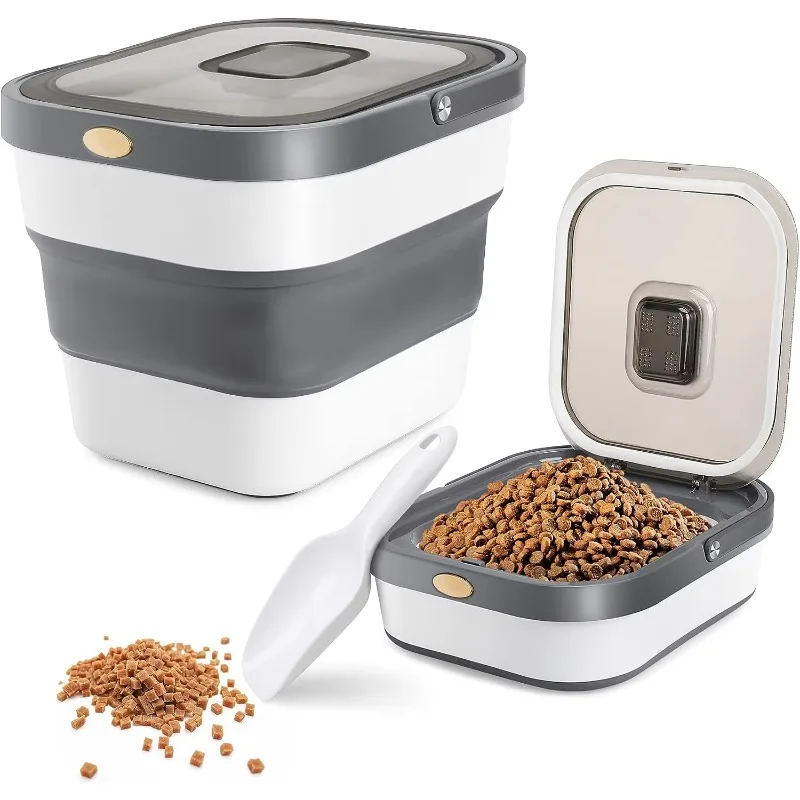 

Прочный контейнер для хранения зерна, складной многофункциональный контейнер для хранения, складное ведро для сухой еды для собак/кошек, риса, в комплект входит крышку