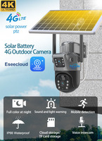 Uzoom Solar Camera 4G SIM Outdoor Dual Lens Not WiFi 8MP 4K IP Camara Solar Panel CCTV Security Built in Battery PIR Camera