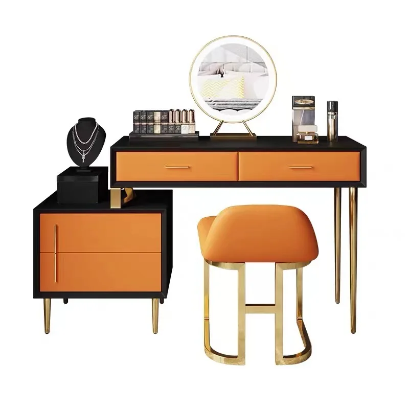 New dresser all solid wood bedroom storage cabinet integrated light luxury makeup table advanced small apartment Internet celebr