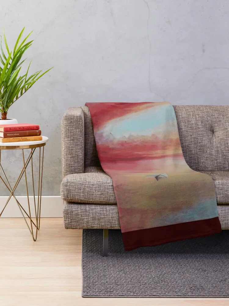 red sky oil painting paper plane Throw Blanket Loose for babies Tourist Blankets