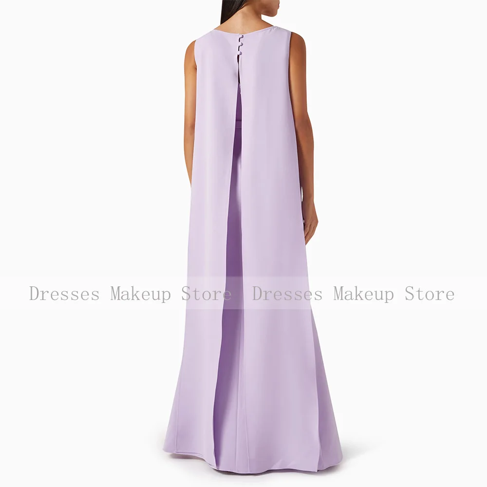 Lavender Evening Dress Mermaid Boat Neck Sleeveless Elegant Evening Gowns Long Draped Floor Length Elegant Women\'s Party Dresses