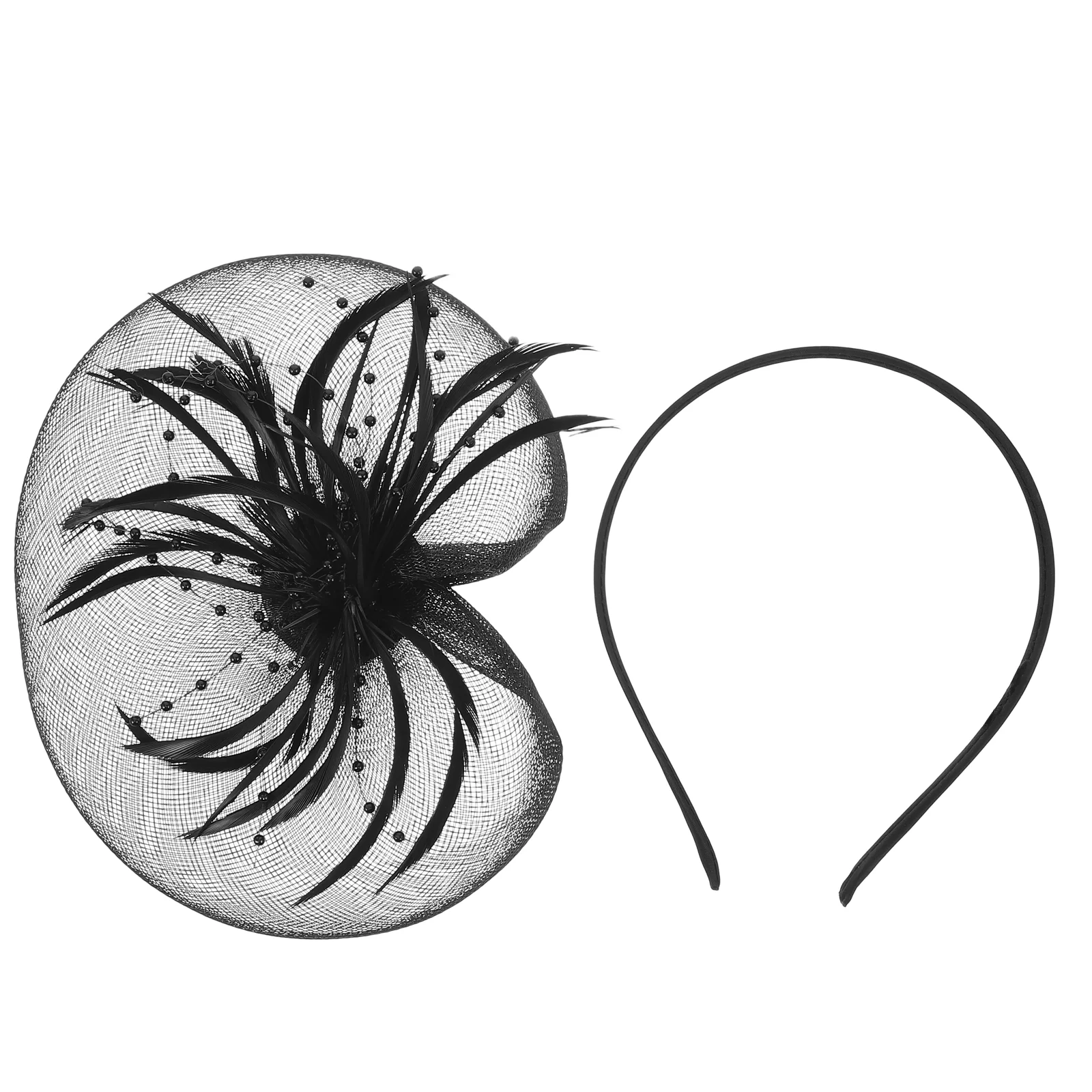 

Hair Pins Mesh Feather Headband Accessories Headdress Party Headwear Bow Clasp Black Elegant Women's