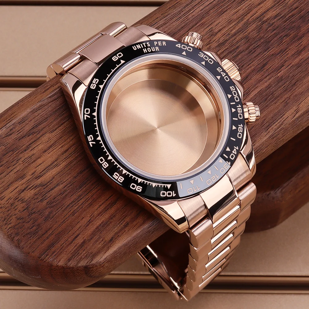 

VK63 Case 39mm Silver Watch Case Solid Stainless Steel Watch Strap Sapphire Glass For Fit VK63 Quartz Movement Watch Accessories