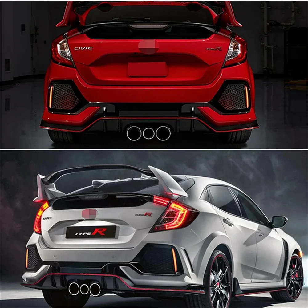 Red LED Car Rear Bumper Reflector Tail/Brake Lights Rear Fog Lights For Honda Civic Hatchback/Type-R/SI 4-Door Sedan 2017-2022