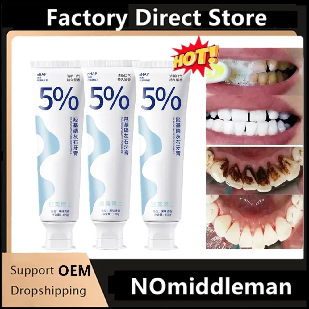 

3Pcs Hydroxyapatite Clean Mouth Long Lasting Whitening Toothpaste Fresh Breath Clean Periodontal Dental Plaqu Care Toothpaste