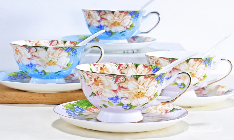 220ML, Fine Bone China Vintage Tea Cup Set, Craft Tea Cup with Saucer, Porcelain Coffee Cup, Cafeteira Porcelain Cup and Saucer