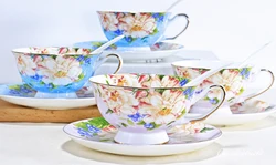 220ML, Fine Bone China Vintage Tea Cup Set, Craft Tea Cup with Saucer, Porcelain Coffee Cup, Cafeteira Porcelain Cup and Saucer