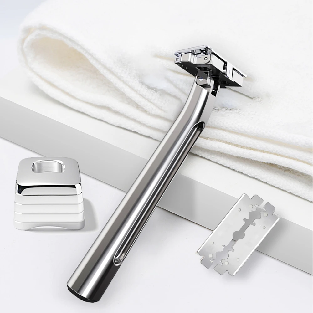 Whityle 20TS Glide Pro 4D Super 2 Blade Safety Razor Kit Half Blade Smooth Shaving Shaver with Stand Holder Premium Gift for Men