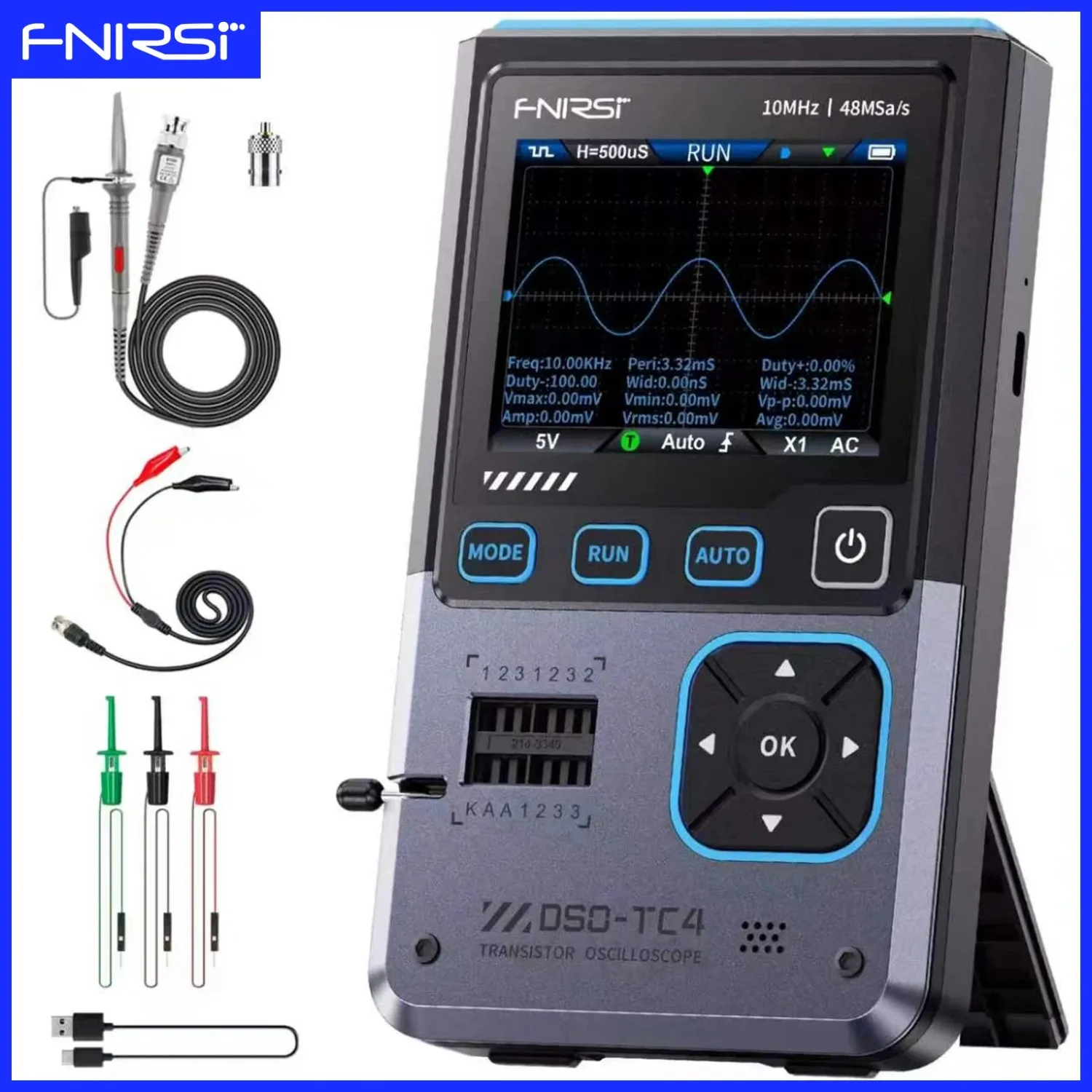 Oscilloscope multifonction portable FNIRSI DSO-TC4 (version améliorée du DSO-TC3) avec générateur de signal pour test et réparation électroniques