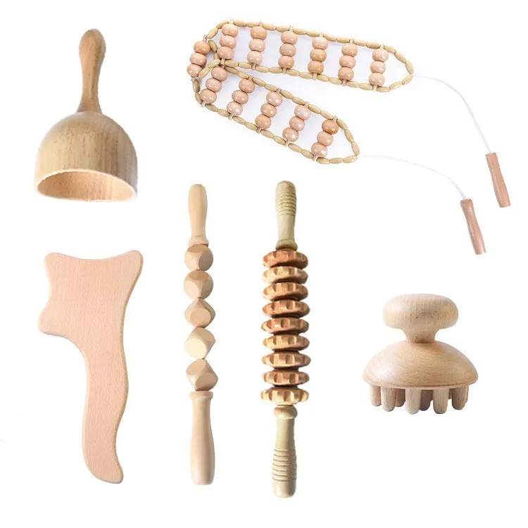 

Wood Massager Rolling Bar Scraping Board Meridian Dredging Massage Cup Mushroom Head