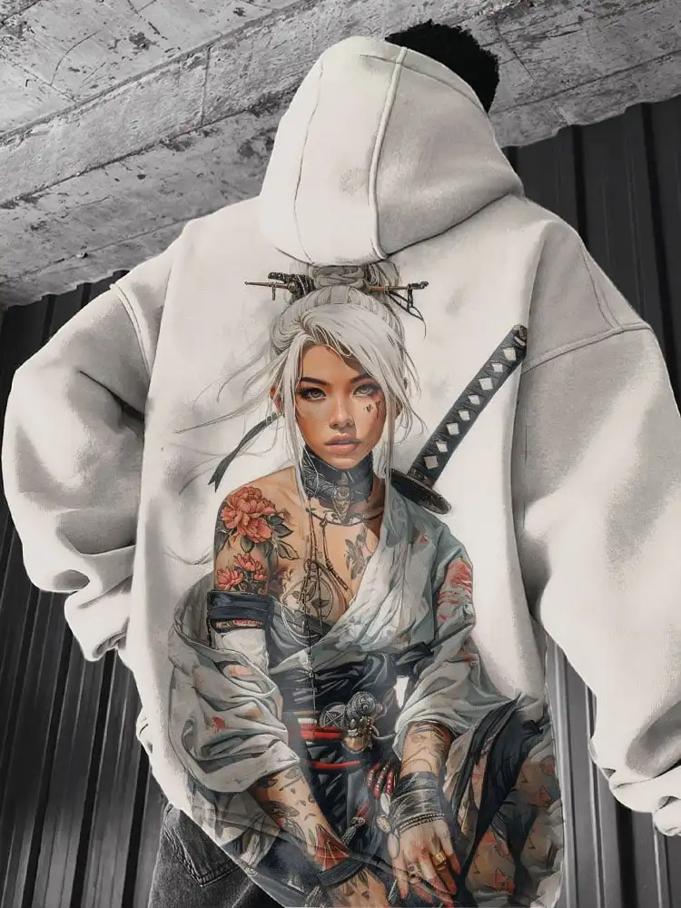 Anime girl back pattern Sweatshirt Casual Long Sleeve Hooded Pullover 3D Print Kids Top Fashion Oversized Men's Hoodies