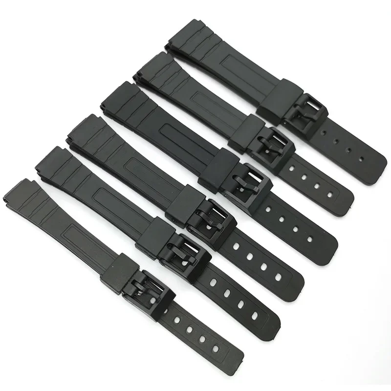 Rubber PVC Black Buttons Watch Bnad 12mm/14mm/16mm/18mm/20mm/22mm Electronic Watch Classic Style Unisex Plastic Watch Strap