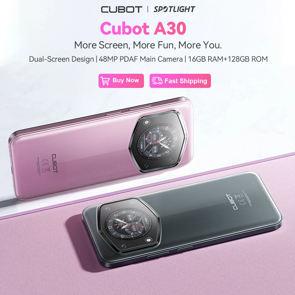 Cubot A30, Android 14 Smartphone , 16GB (6GB+10GB Extend) RAM+128GB ROM, 90Hz 6.745-inch Display, 5100mAh, 48MP Camera, Face ID