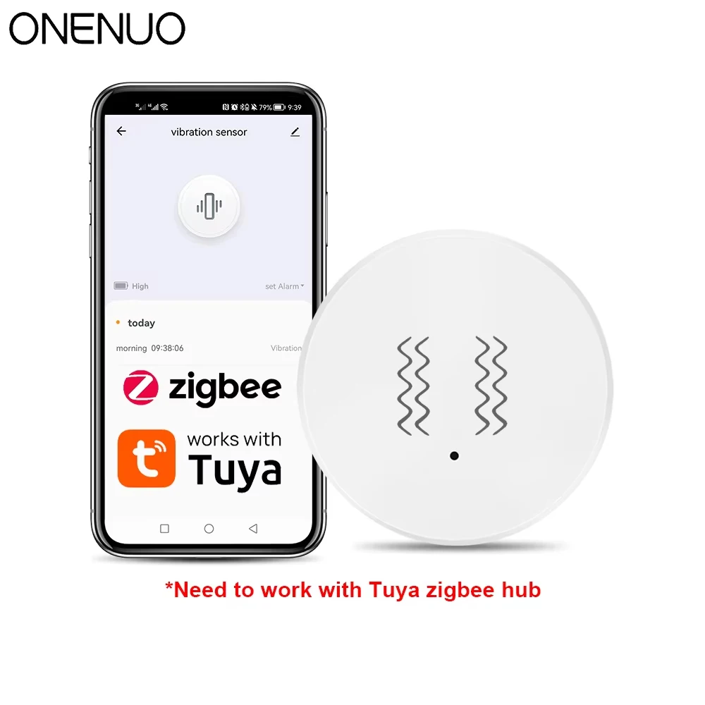 Zigbee Vibration Sensor Smart Life Tuya Shock Alarm Detection Door Winow Detector Security Proection Alexa Google