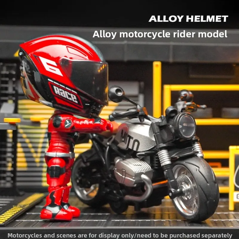 

1:12 Scale Alloy Q Shape Motorcycle Replica Matched With No53 Helmet Character Ornament Fun Toy Suitable For Holiday Gifting