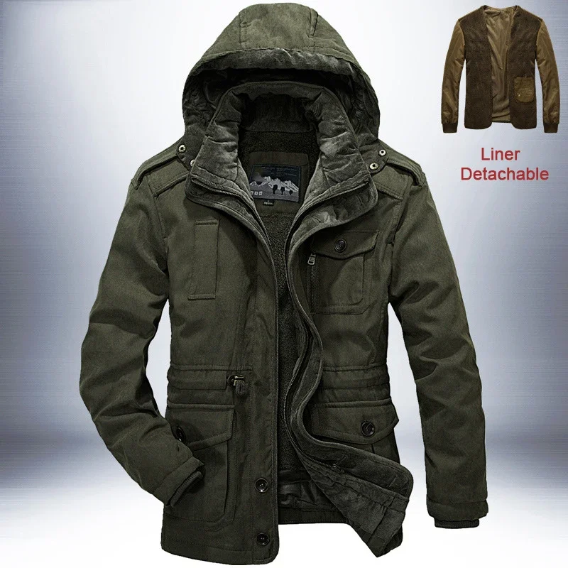 

parkas Outdoor Windbreaker Winter Jacket Men Thick Warm Mens Parkas Quality Cashmere Liner Detachable 2 in 1 Multi-pocket Coats