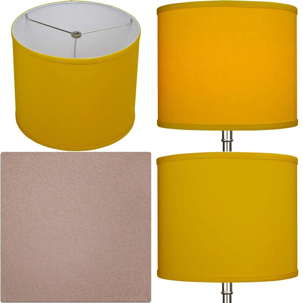 

Абажур для барабана из льняной желтой ткани Spice с верхним диаметром 12, диаметром нижней части 12, высотой 10, креплением-пауком