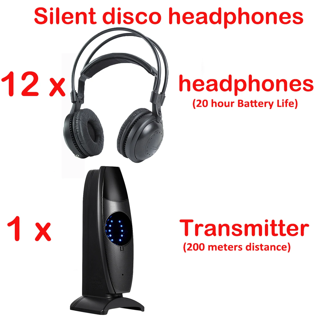 Silent Disco Wireless Headphones 12pcs Bundle For Family Pary Club Conference Fitness