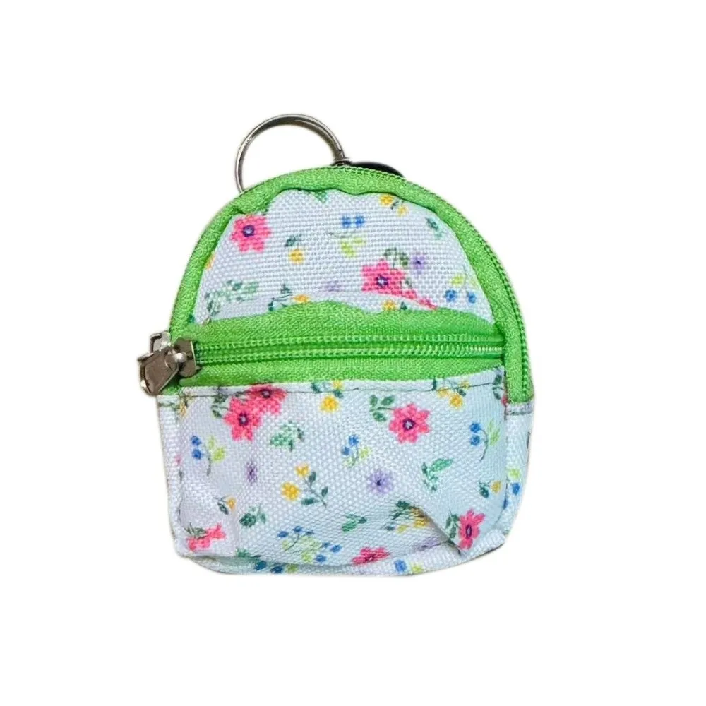 Metal Key Ring Backpack Coin Purse Zipper Closure Backpack Shape Mini Storage Bag Multicolor Nylon Bag Charm Earbuds Storage