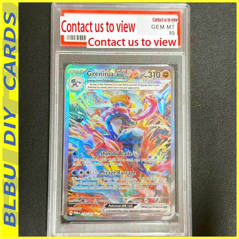 

BLBU PTCG Карманная карта Greninja Mew Charizard EX Английские карты Рельефная текстура Аниме DIY Коллекция Кристалл Рейтинг карты GEM MT10