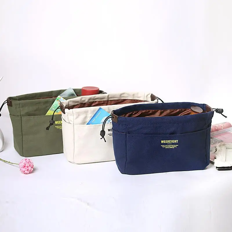 

Casual Canvas Inner Bag Portable Large Capaci Storage eup Bag Organizer Sub-Mother Bag Polyester Material Storage Bag