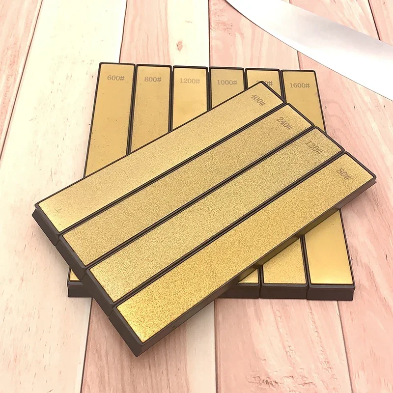 حجر شحذ ماسي احترافي ، براية زاوية ثابتة ، شفرة سكين مطبخ ، قضبان محمولة ، ذهبية ، حادة #3